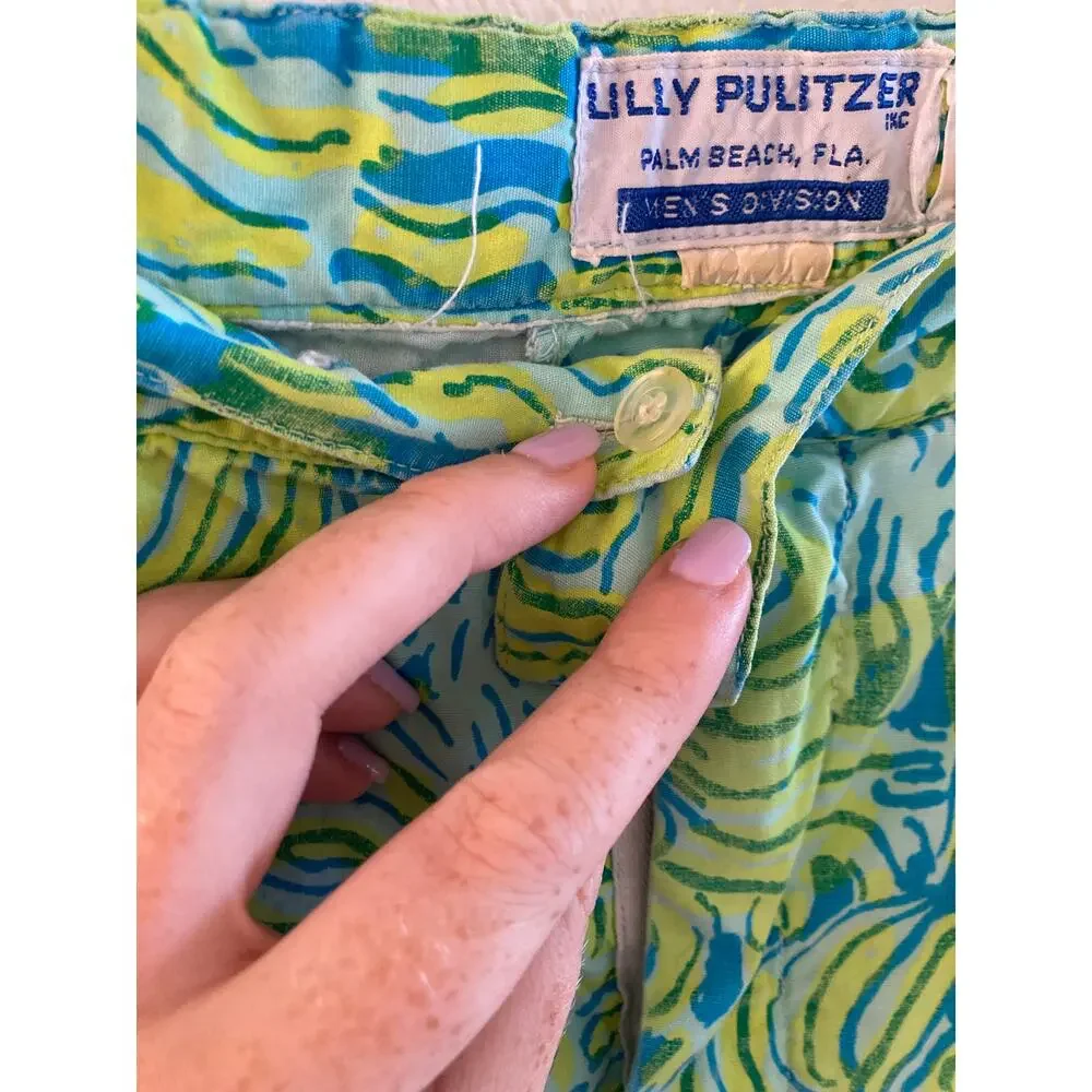 Lilly Pulitzer Inc Vintage 1960s MEN'S DIVISION Lion Cotton Shorts S White Label